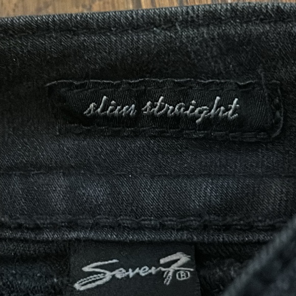 SEVEN 7 Jeans Black Distressed Slim Straight Size 12 - Picture 11 of 12